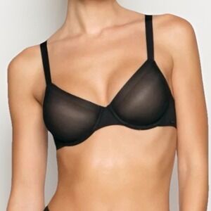 NEW Skims Bra No Show Molded Unlined Demi Mesh BR-DEM-1883 Black Onyx Size 40DD